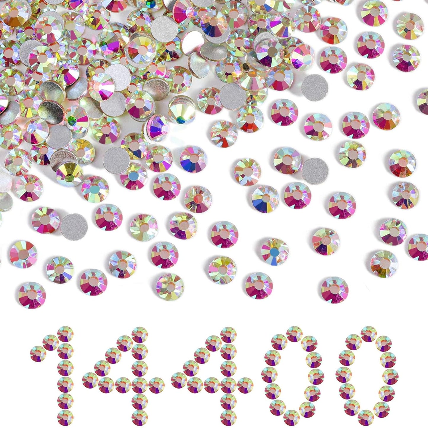 Beadsland Crystal AB flatback rhinestones bulk pack front view