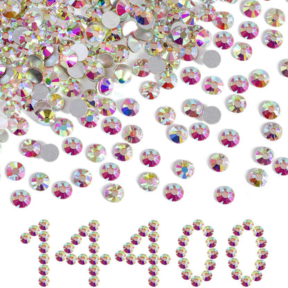 Beadsland Crystal AB flatback rhinestones bulk pack front view
