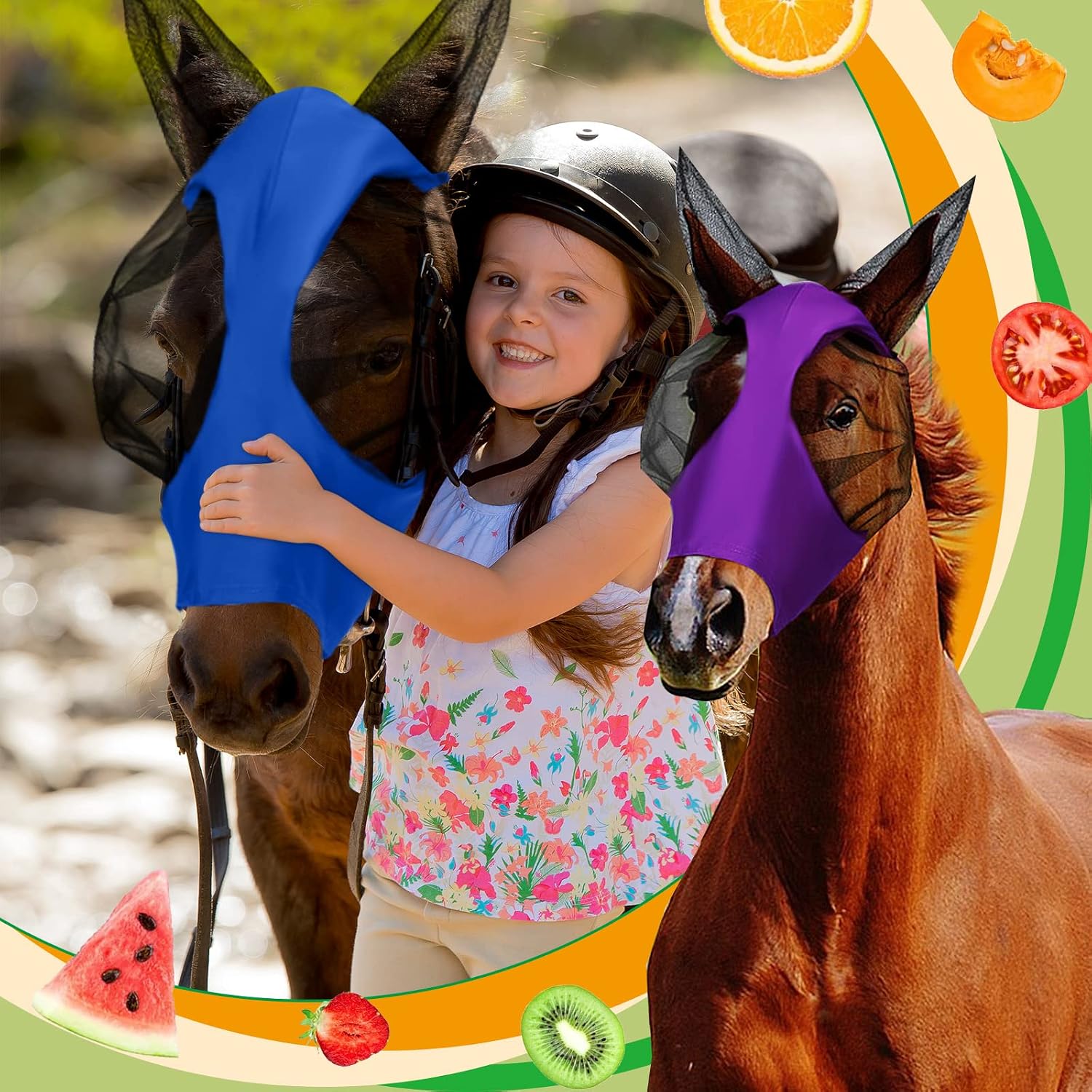 Close up of breathable mesh fabric on horse fly mask