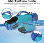 High flotation dog life preserver with reflective stripes