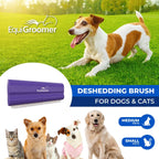 Purple EquiGroomer pet shedding tool with wooden handle