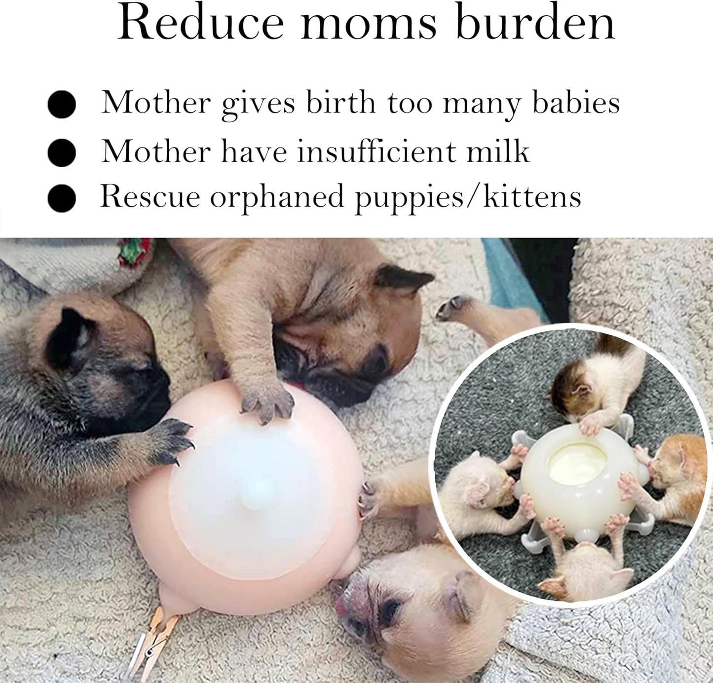 Pink silicone bubble milk bowl with four nipples for multiple puppies.