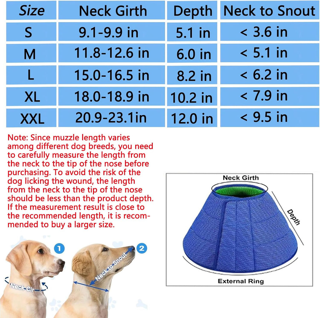 Comfort design dog collar preventing licking and reducing pet anxiety