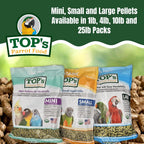 Back of TOP's Parrot Food package showing organic ingredients list.