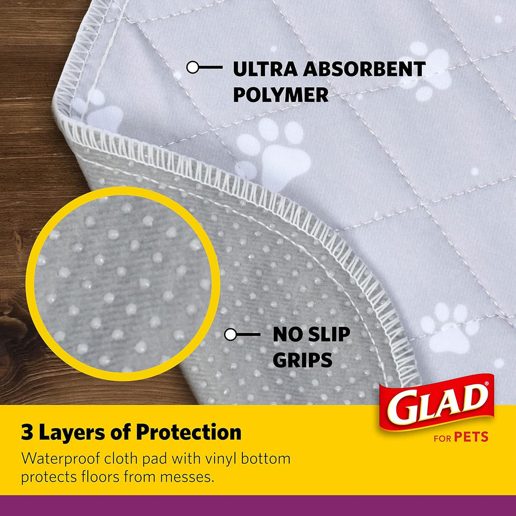 Medium dog sitting on 24 by 36 inch washable training pad
