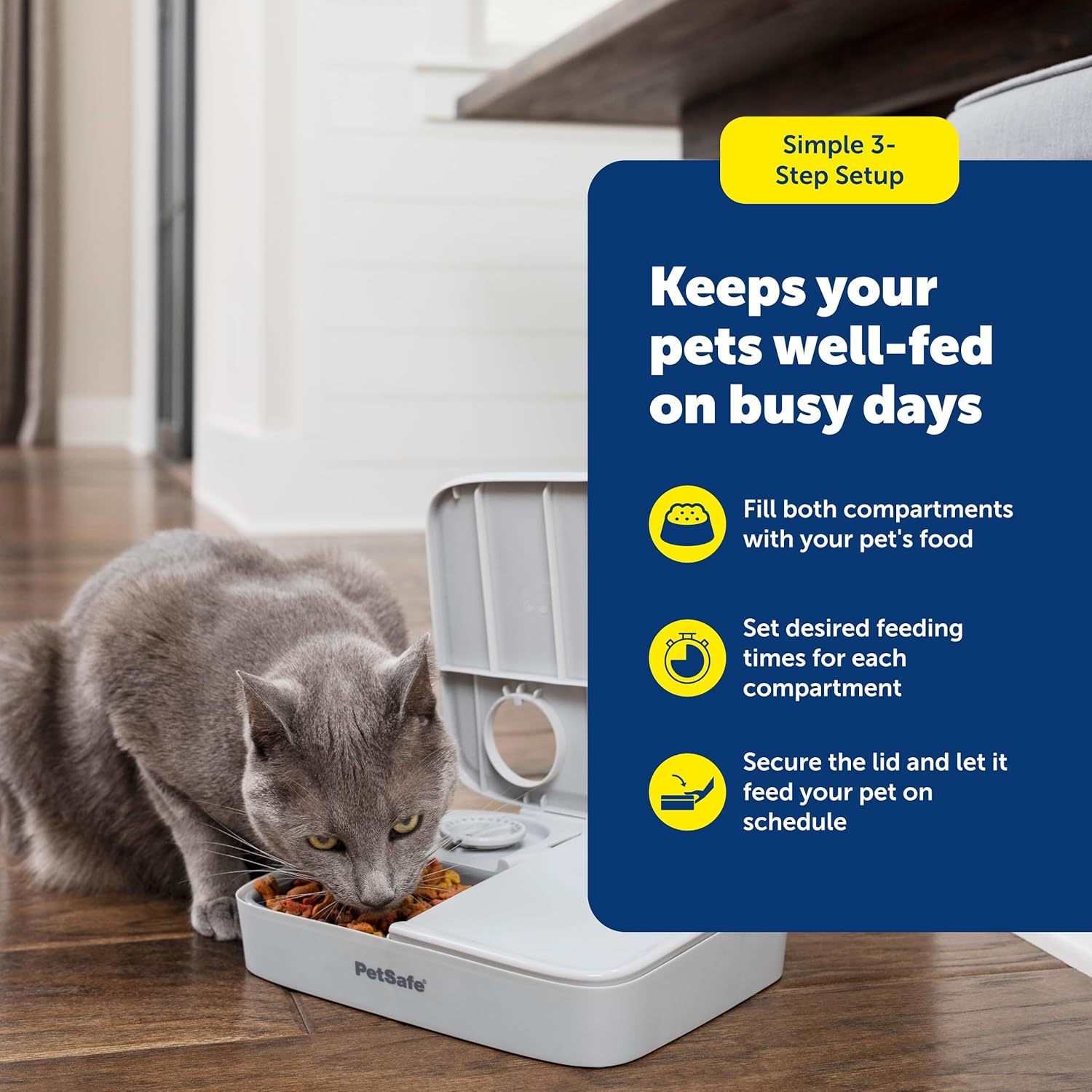 Close up of the mechanical dial timers on PetSafe programmable pet feeder