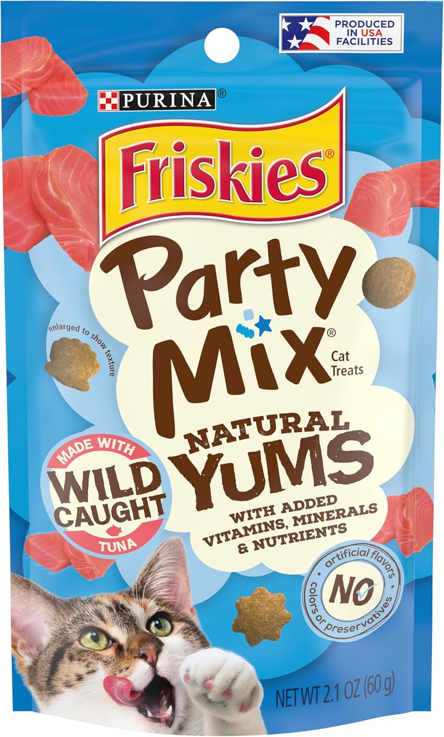 Purina Friskies Natural Cat Treats, Party Mix Natural Yums With Wild Caught Tuna and Added Vitamins, Minerals and Nutrients - 20 oz. Canister - Image 13