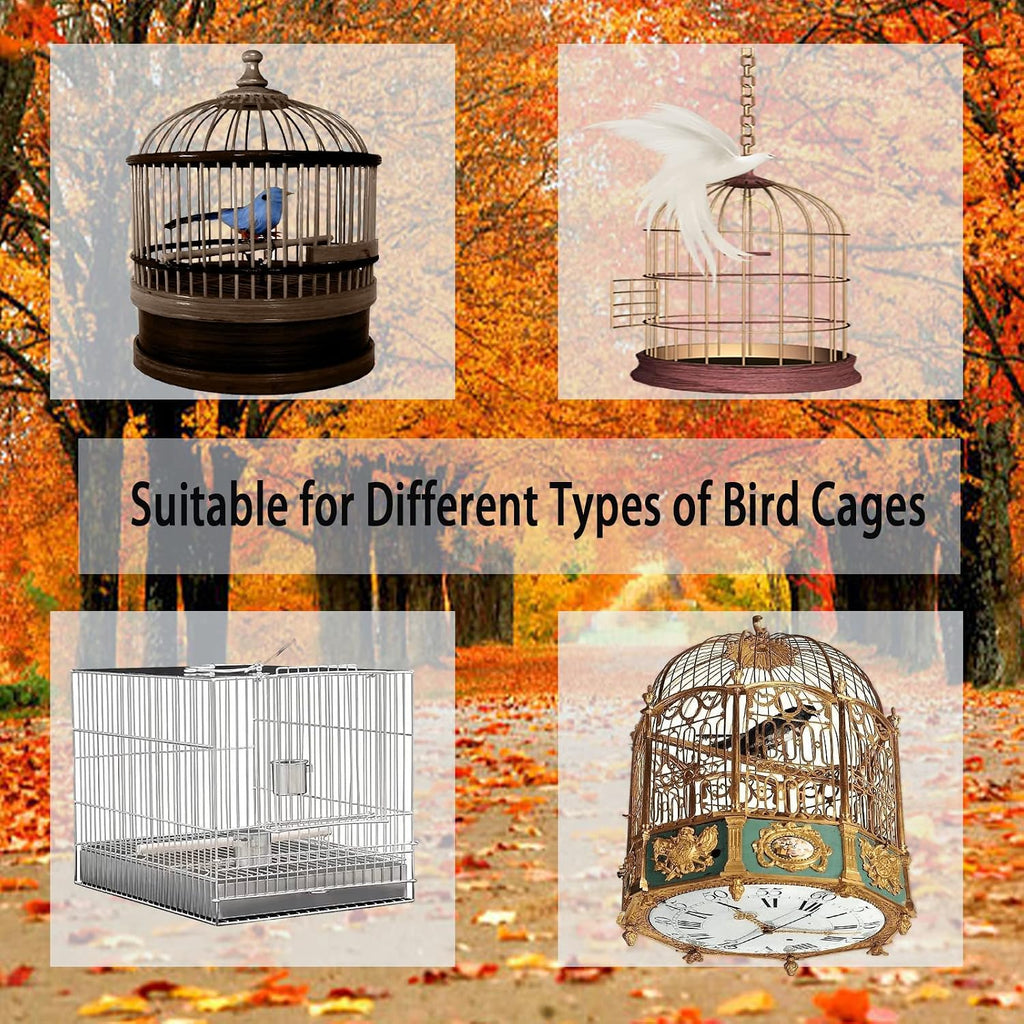 White nylon mesh bird cage skirt installed on large parrot cage