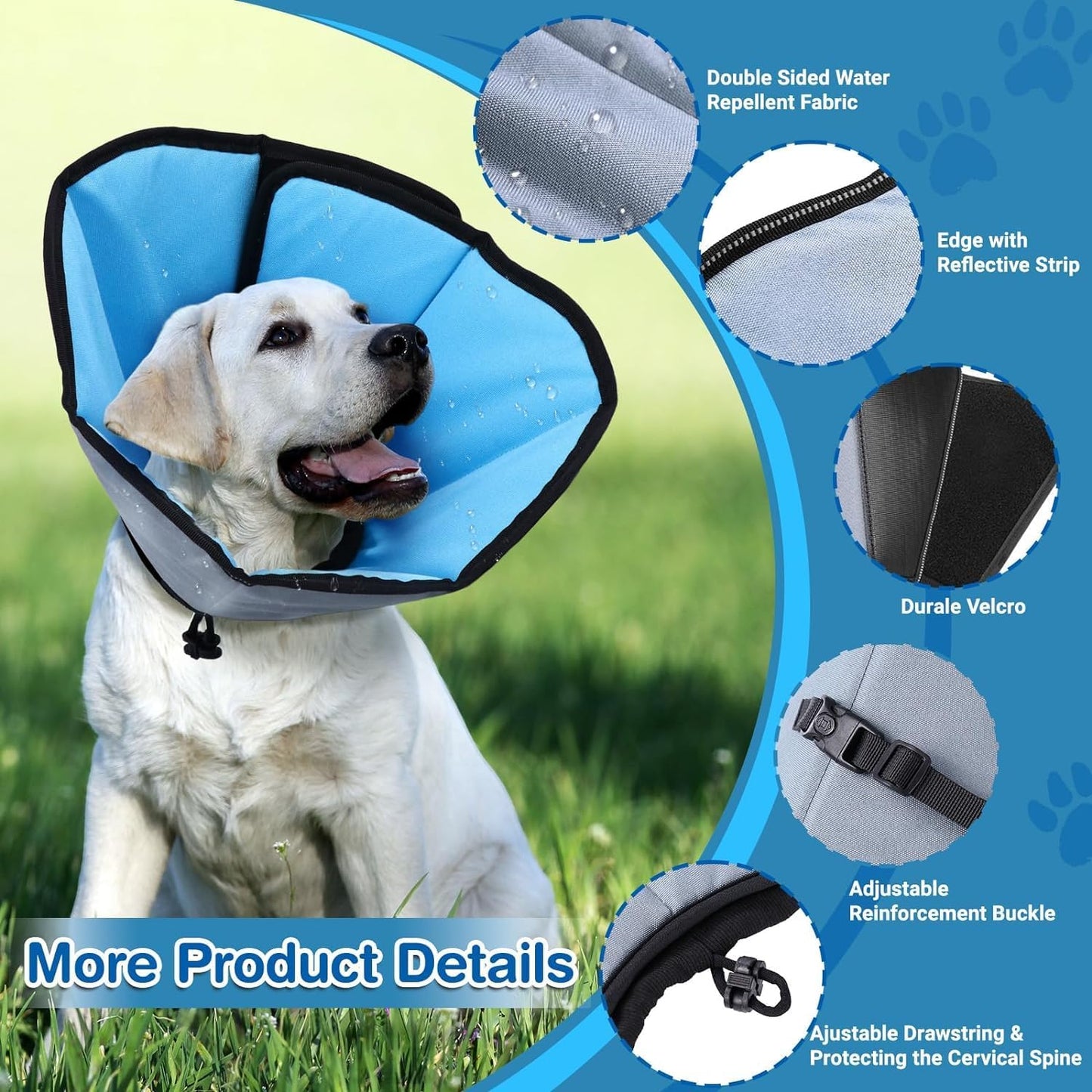 Extra long dog e collar India showing premium Oxford cloth fabric and soft cotton padding.