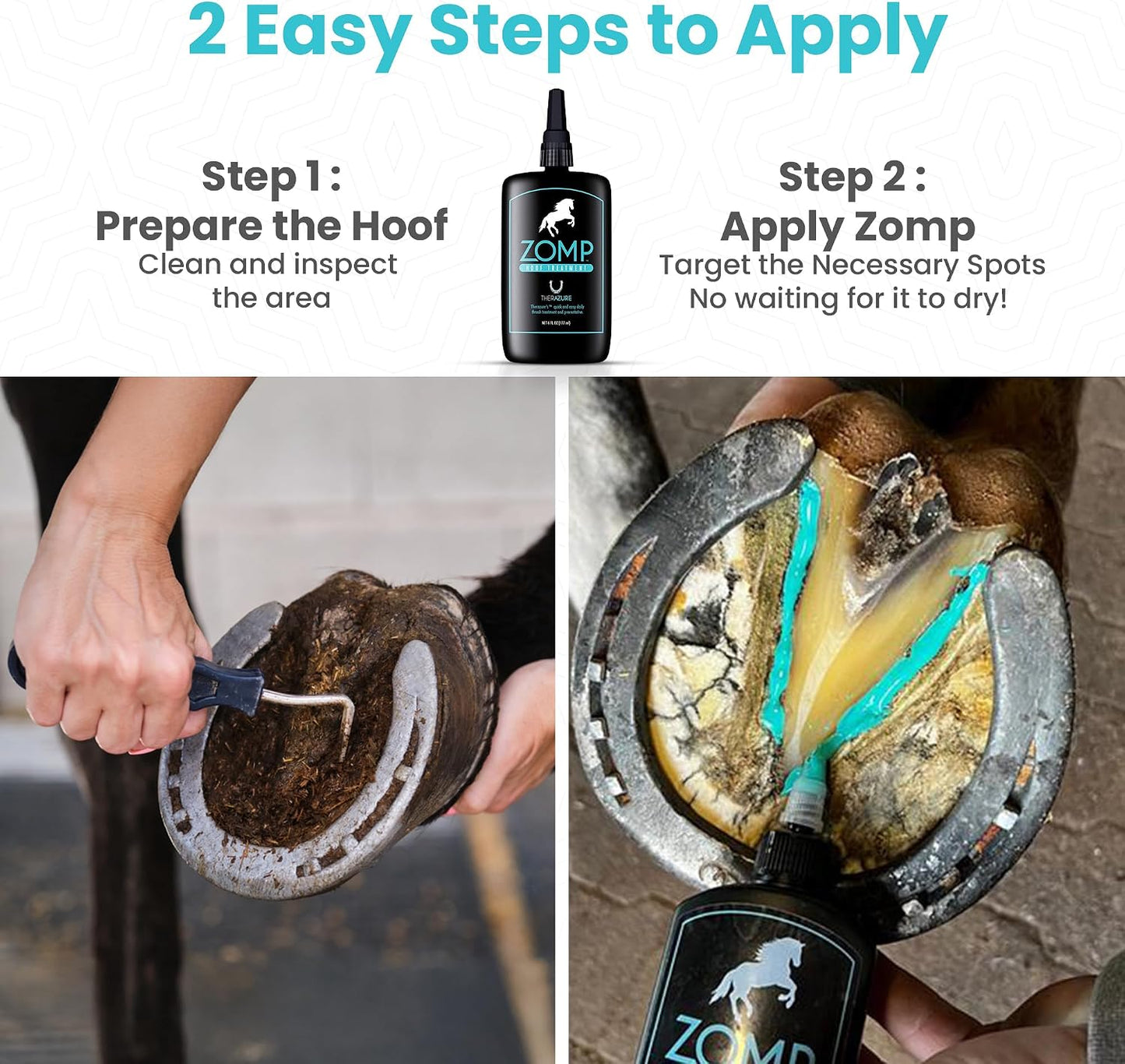 Non caustic copper based hoof treatment spray for horses and livestock.