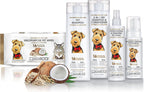 Back of Giovanni pet grooming spray bottle showing directions and safety information.
