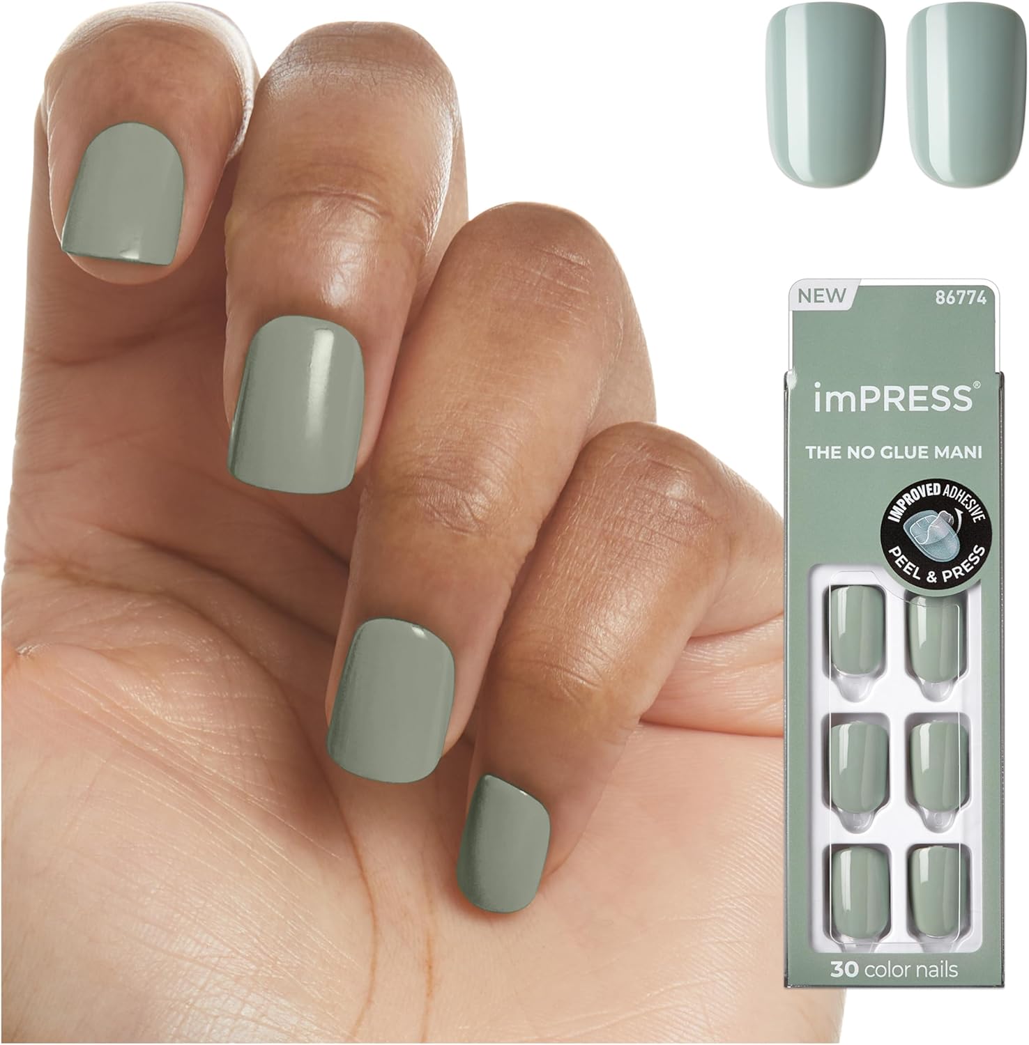 KISS imPRESS blue short squoval press on nails front view