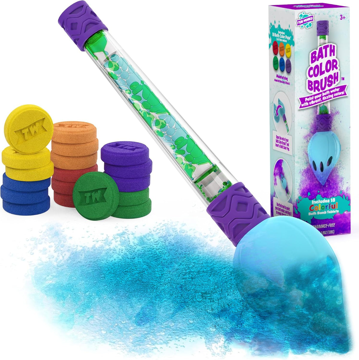 Tub Works bath color brush kids bath bomb set front view packaging