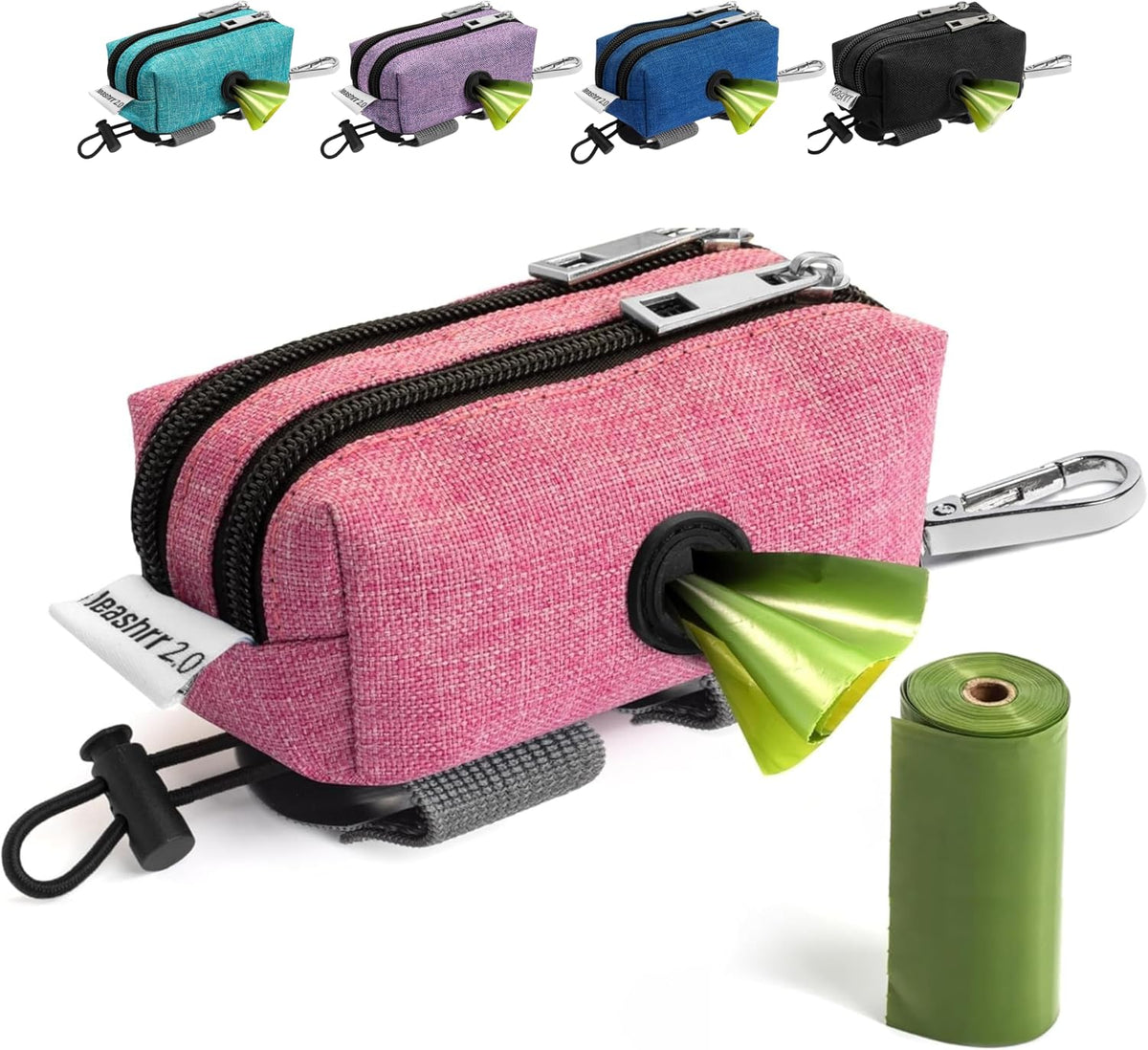 Dog Poop Bag Holder for Leashes - Dog Poop Bag Dispenser and Treat Holder with 2 Waterproof Pouches for Pet Waste Bags and Walking Accessories + 1 Free Roll - Leashrr 2.0 (Black) - Image 15