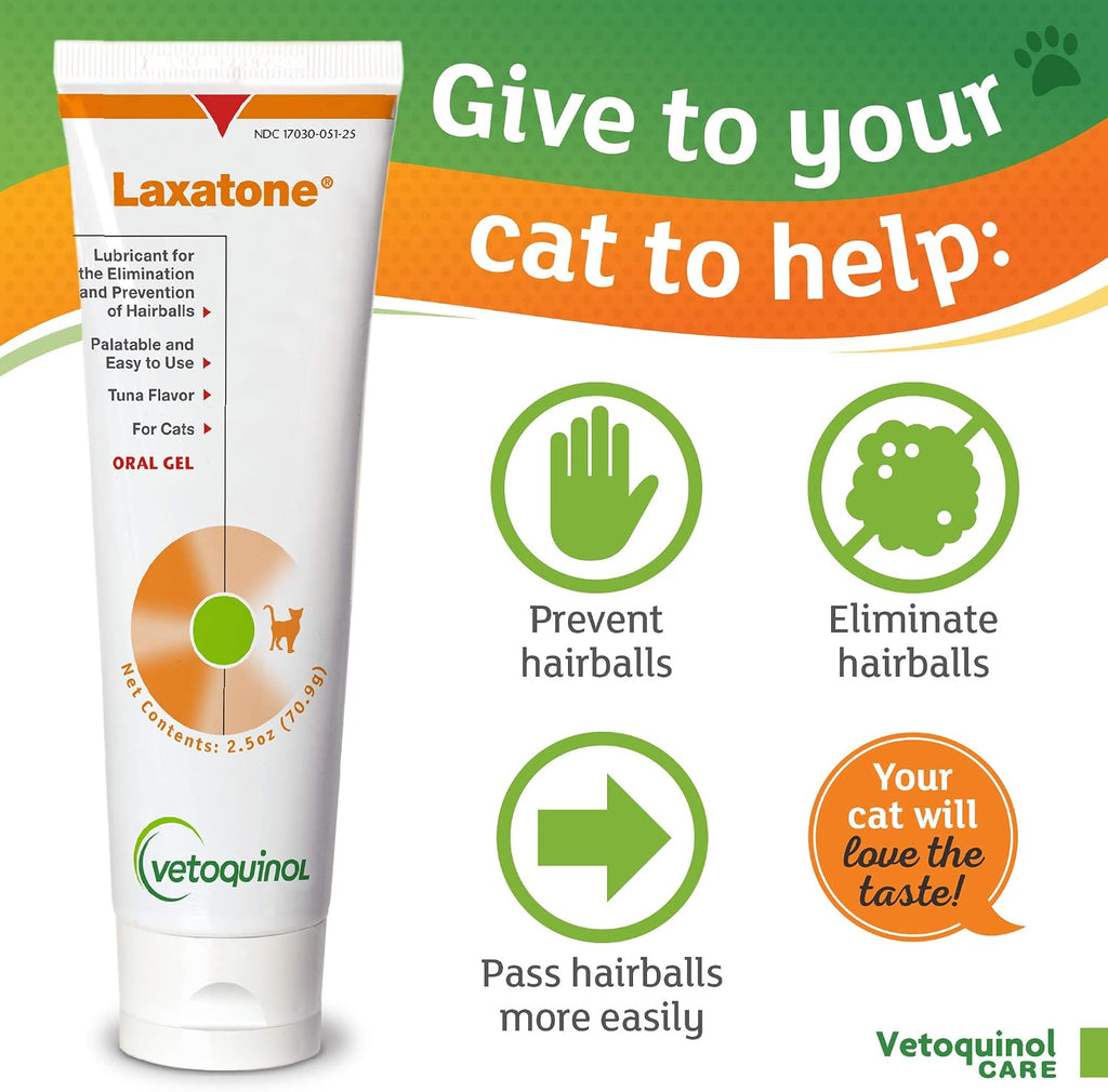 Vetoquinol Laxatone tuna flavor gel tube back label details