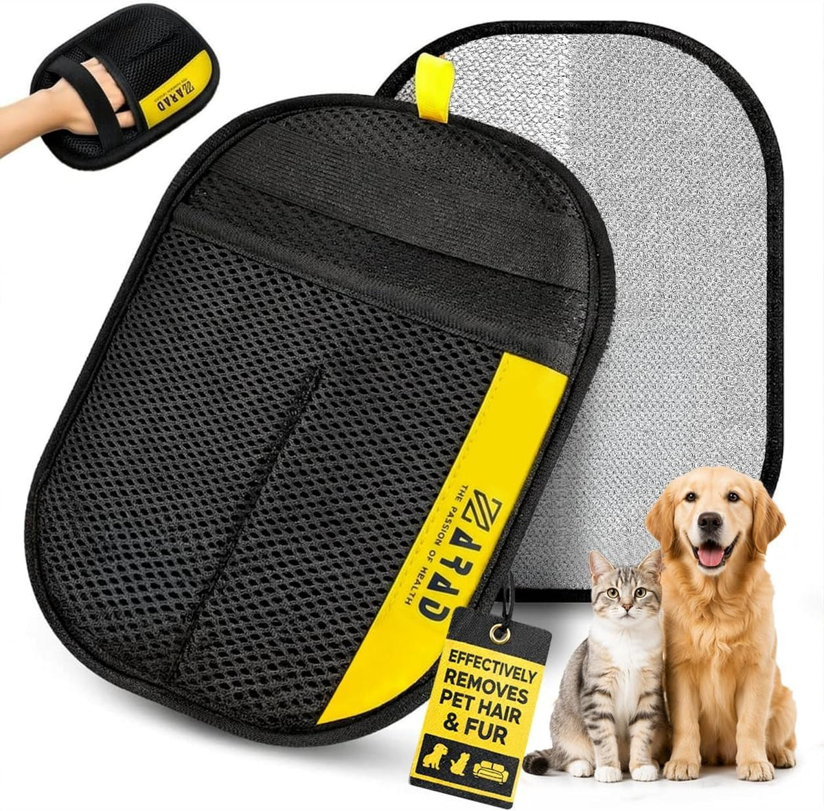 ZARAD Pet Hair Removal Glove front view electrostatic pet fur remover