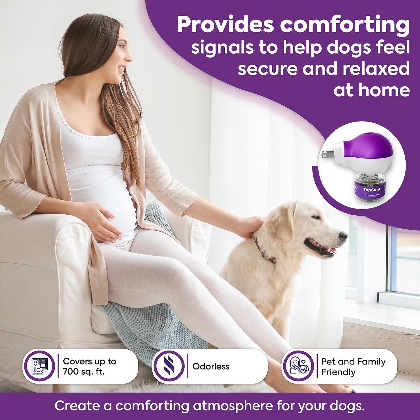 Dog pheromone plug in diffuser for barking and chewing prevention