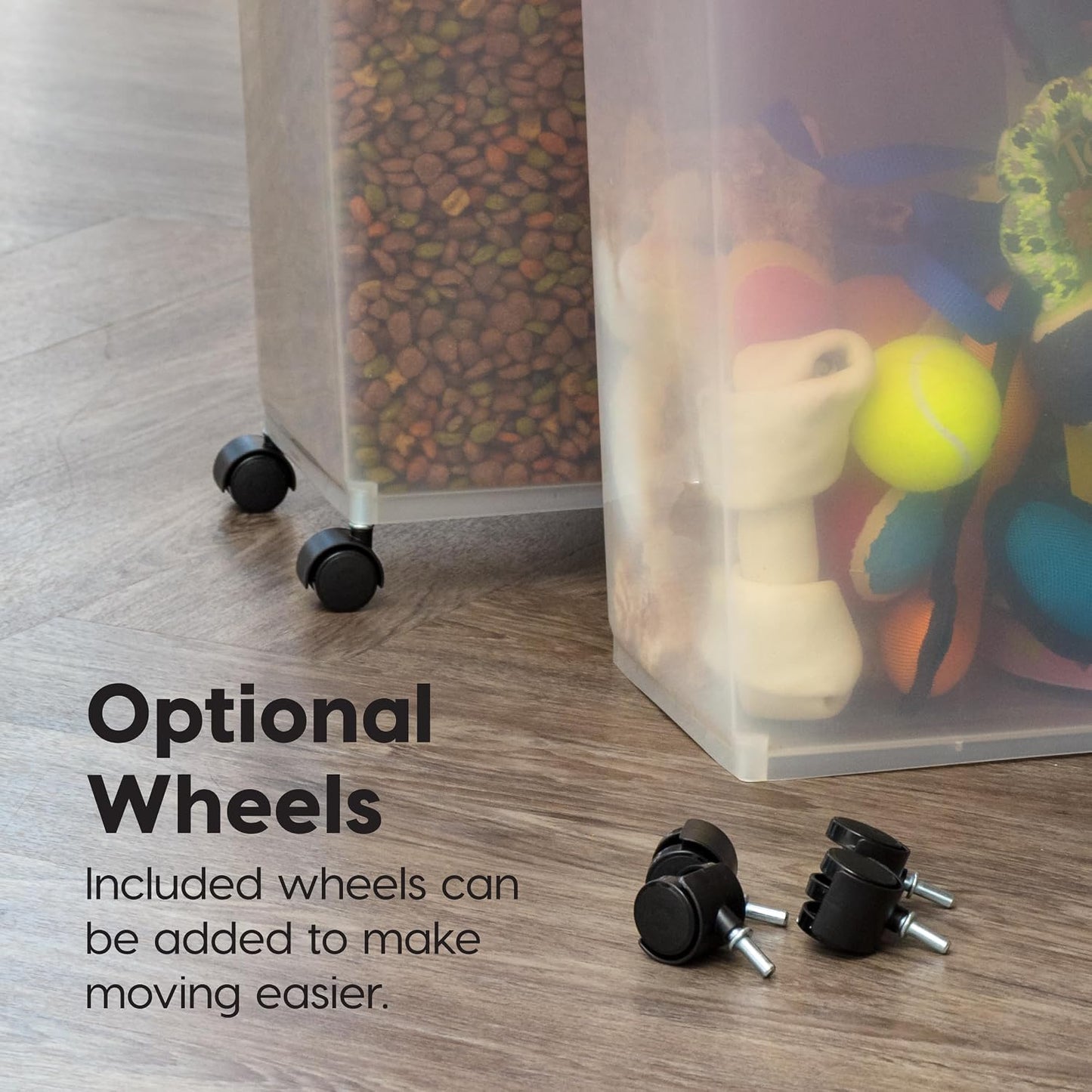 IRIS USA Dog Food Storage Container, 2 Pack, Up to 30 lbs Each, Airtight Seal for Freshness, Wheels for Rolling, Easy One Hand Opening, Made in USA, BPA Free, Clear/Black - Image 9
