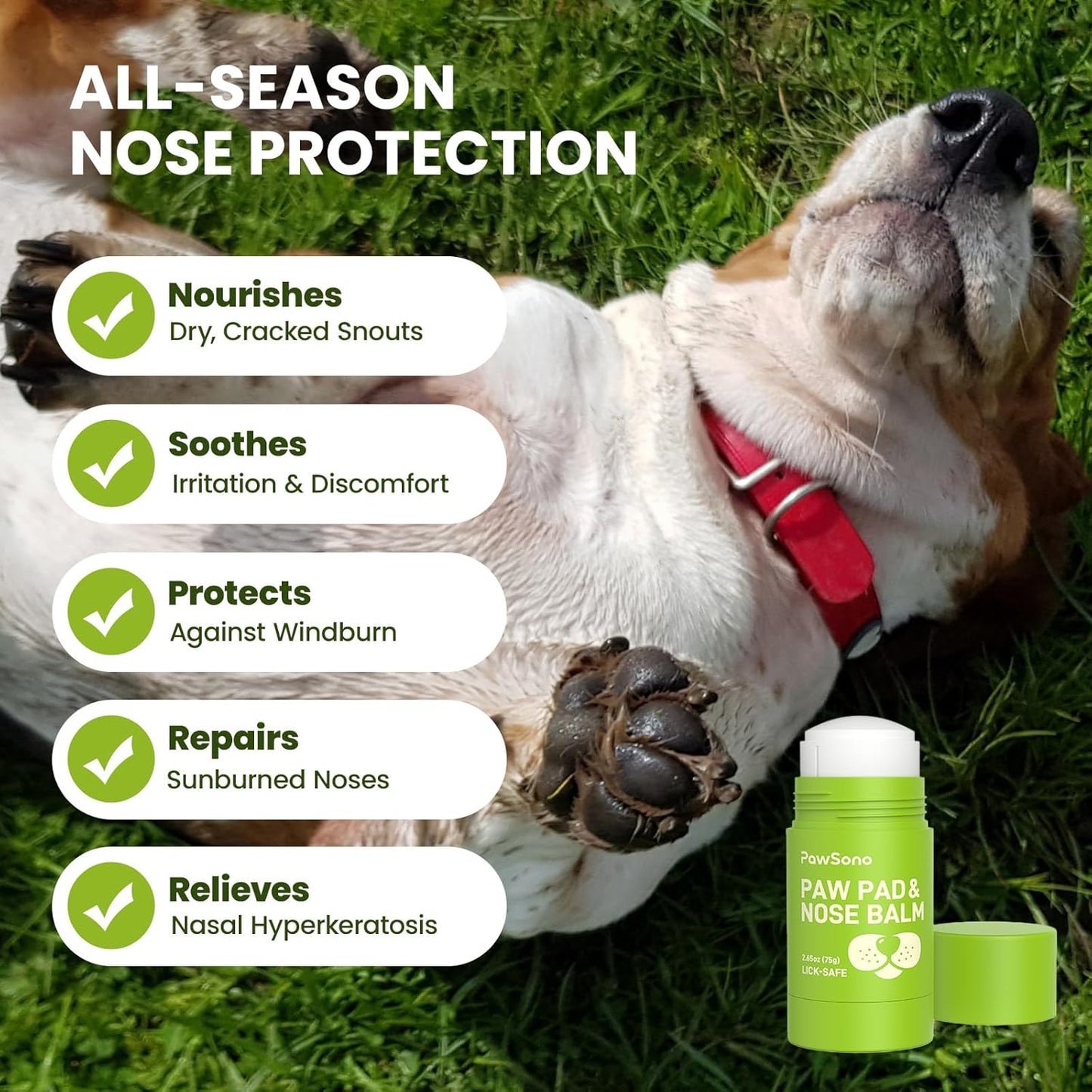 PawSono Lick-Safe Dog Paw & Nose Balm with Coconut Oil | All-Natural Moisturizer & Soother for Dry, Cracked Pads & Snout | Heat & Cold Pavement Protection Wax | Horse Hoof, Joint Care (2.6 oz) - Image 9