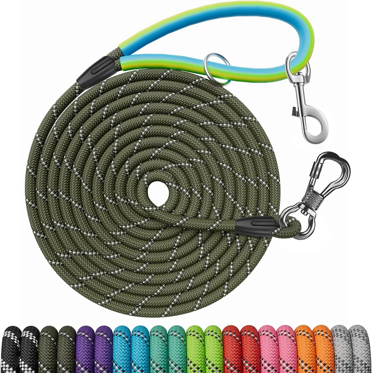 NTR 30 FT Dog Leash, Obedience Recall Training Agility Lead, with 2 Swivel Hooks, Reflective Threads and Soft Handle, Puppy Leash for Walking, Hunting, Camping for Small Medium and Large Dogs-Black - Image 13