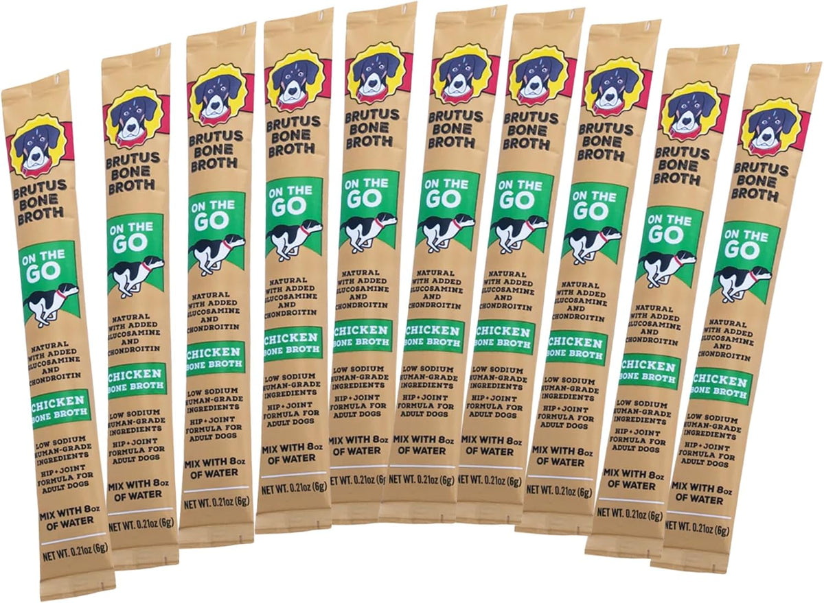 Brutus Bone Broth for Dogs - Bone Broth Powder with Chondroitin Glucosamine & Turmeric - Human Grade Food Toppers for Dry Food & Picky Eaters - 10 Stick (Beef) - Image 11