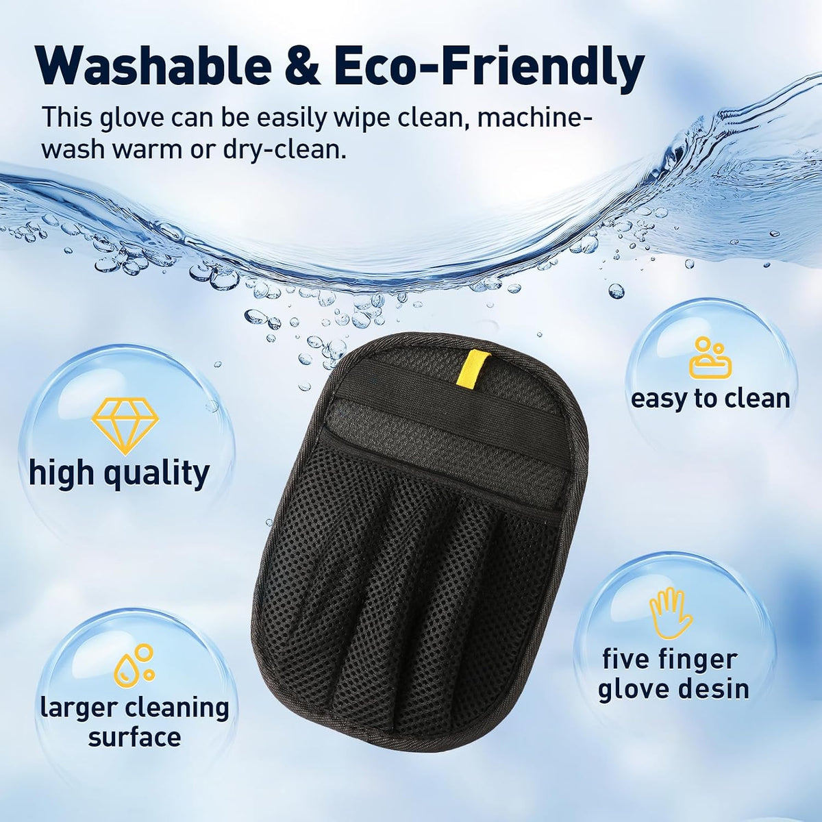 Eco-friendly pet hair removal mitt cleaning carpet and rug
