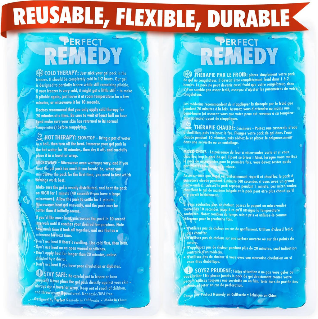 Perfect Remedy 2-Pack gel ice packs front view for injury relief
