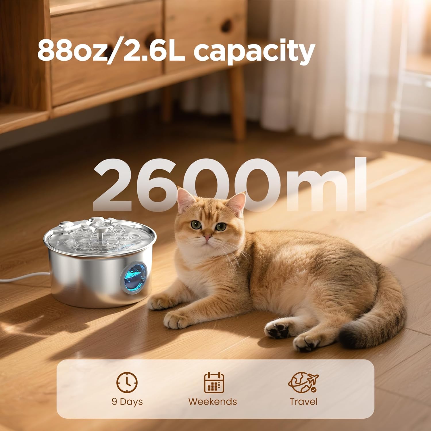 IHOUONE pet fountain with flower spout design