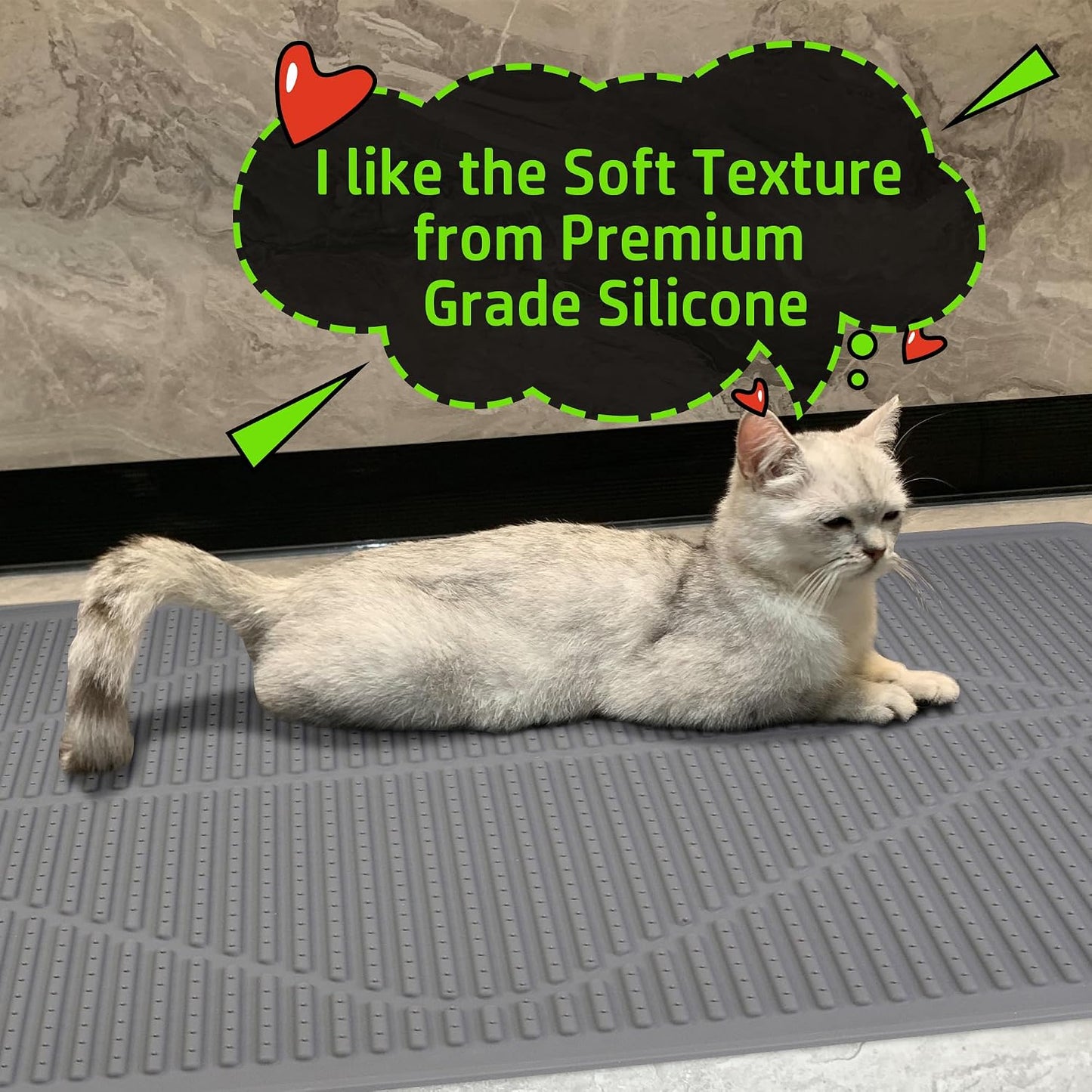 Hosing down the easy clean Mofason premium pet mat with water outdoors