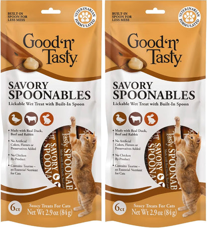 Good 'n' Tasty Savory Spoonables with Real Duck, Beef & Rabbit, 6 Count Tube, Triple Flavor Squeezable Lickable Wet Treats for Cats with Built-in Spoon for Less Mess - Image 15
