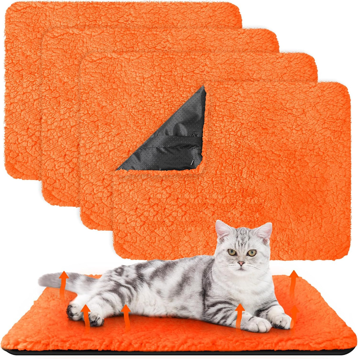 Drydiet 4 Pack Self Warming Cat Pads Self Heating Cat Mat Washable Homeless Dogs Thermal Pads Kennel Pad Reflects Body Heat Warm Crate Bed Mat for Indoor Outdoor Pet(Gray,16 x 20 Inch) - Image 10