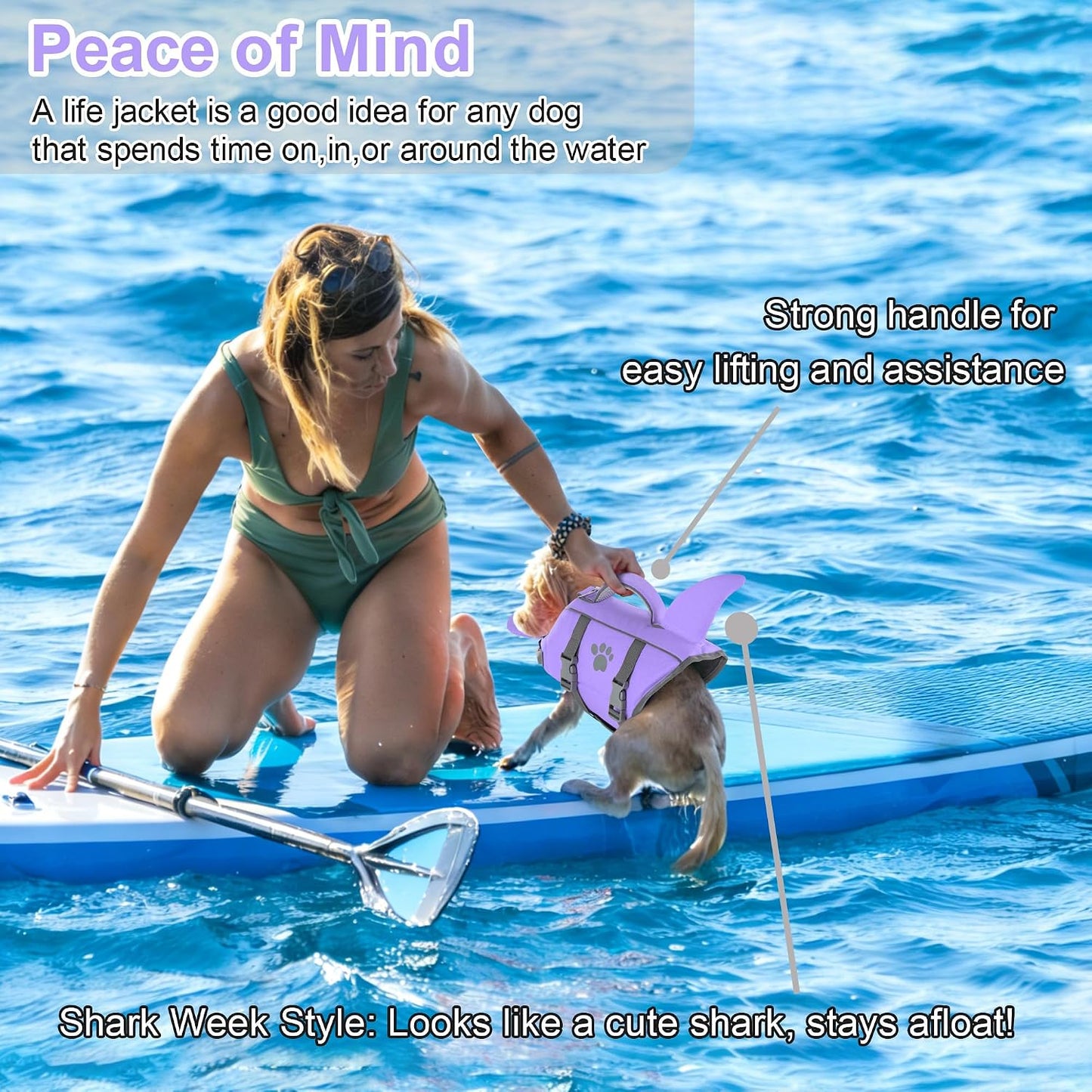 Detailed view of Dogcheer dog life jacket rescue handle