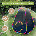 Collapsible cat tunnel and play tent connected by zippers for indoor use