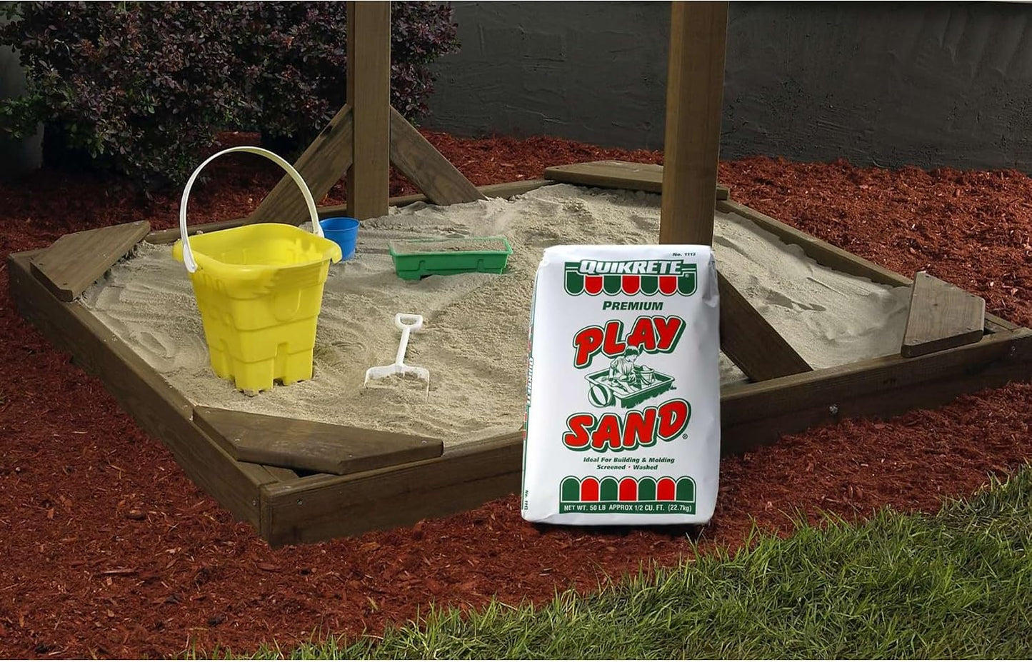 Quikrete play sand used in outdoor children sandbox