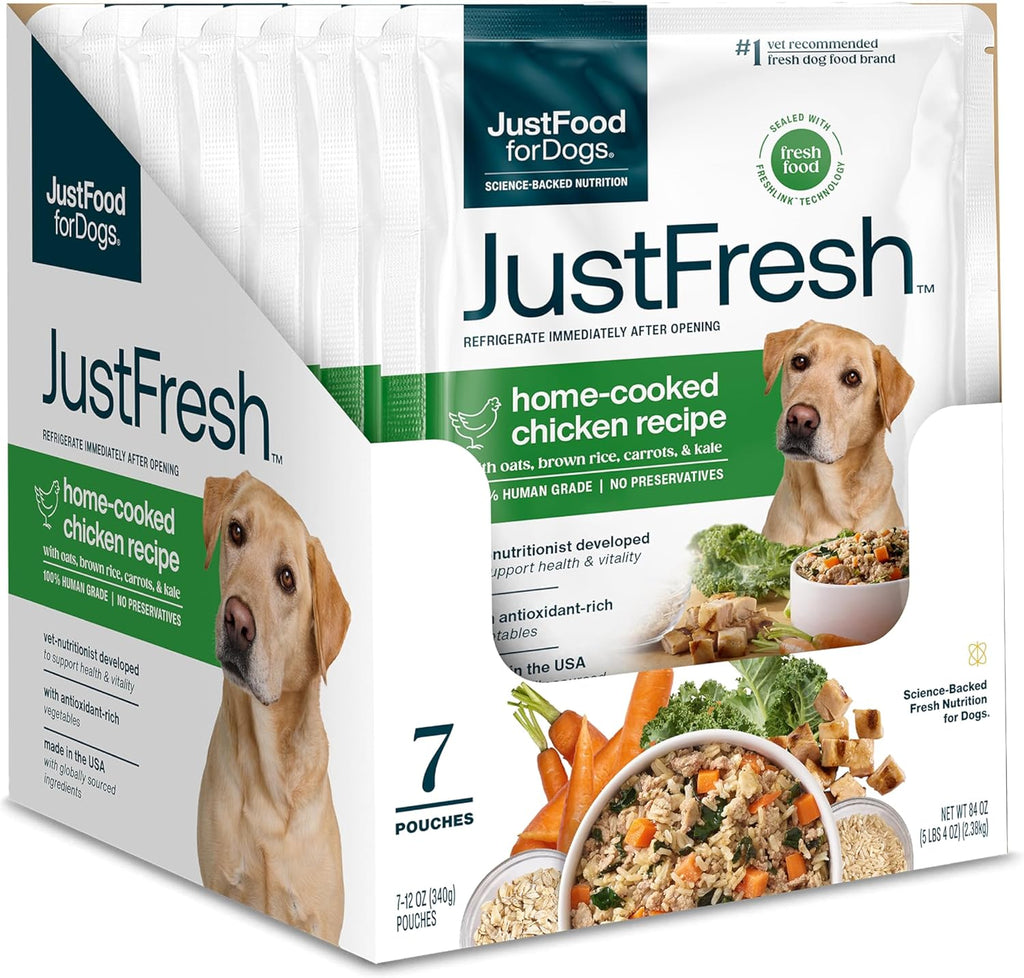 JustFoodForDogs JustFresh chicken recipe dog food front view