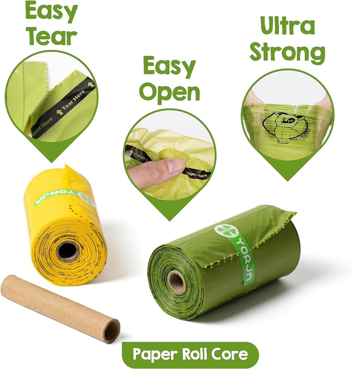 Extra thick leak proof corn starch blend pet bags close up