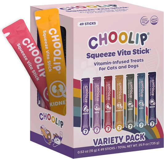 Choolip Squeeze Vita Stick 49-count variety pack front view