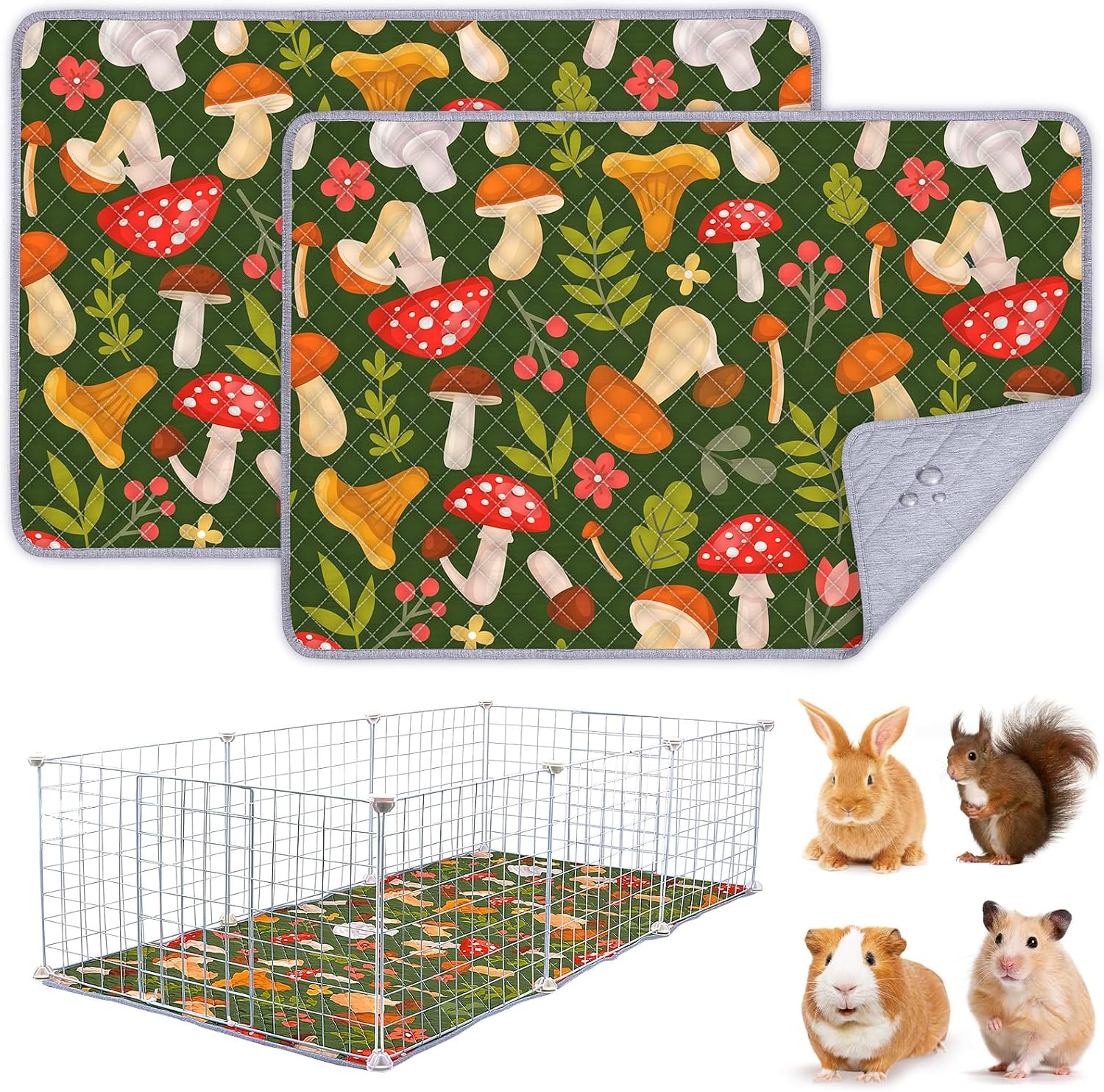 2 Pack Washable Guinea Pig Cage Liner, Reusable Guinea Pig Mat, Waterproof Super Absorbent Pee Pads for Small Animals - Image 13