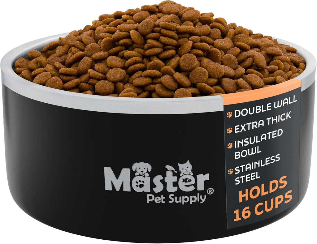 Master Pet Supply Stainless Steel Dog Bowls - 25 oz, Heavy Duty - Black Velvet, Double Wall Extra-Thick Insulated, Non-Slip Pet Water Bowl for Dogs, Cats & Pets, Anti Rust Metal, Dish Washer Safe - Image 15