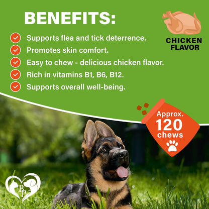 Beloved Pets USA made pet pest control soft chews on a plain background