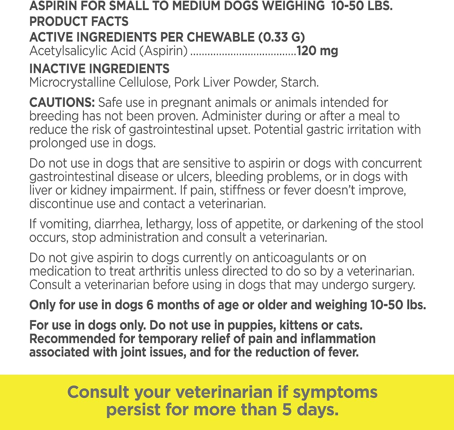 Vetality pet health care aspirin tablets for small dogs