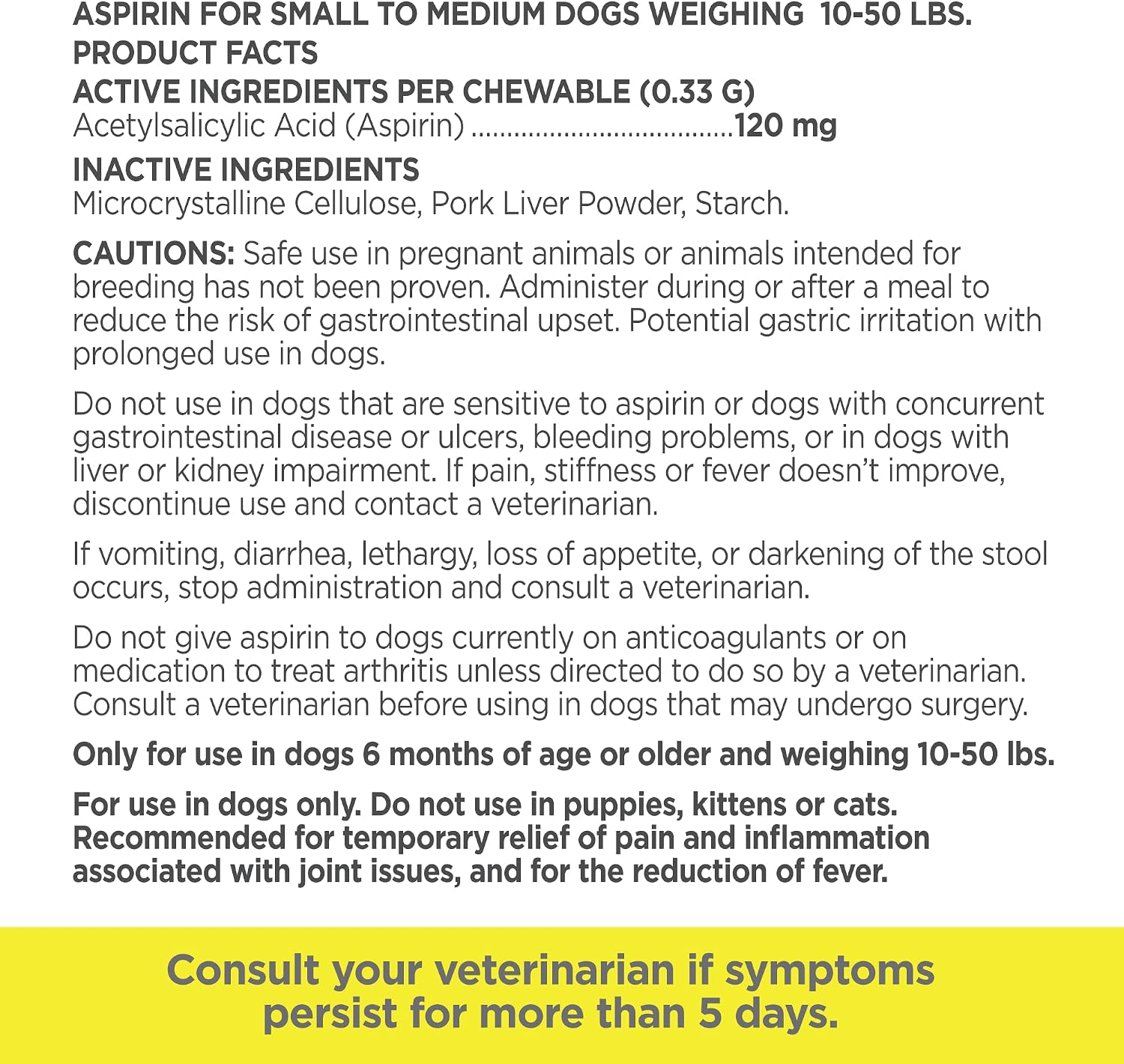 Vetality pet health care aspirin tablets for small dogs