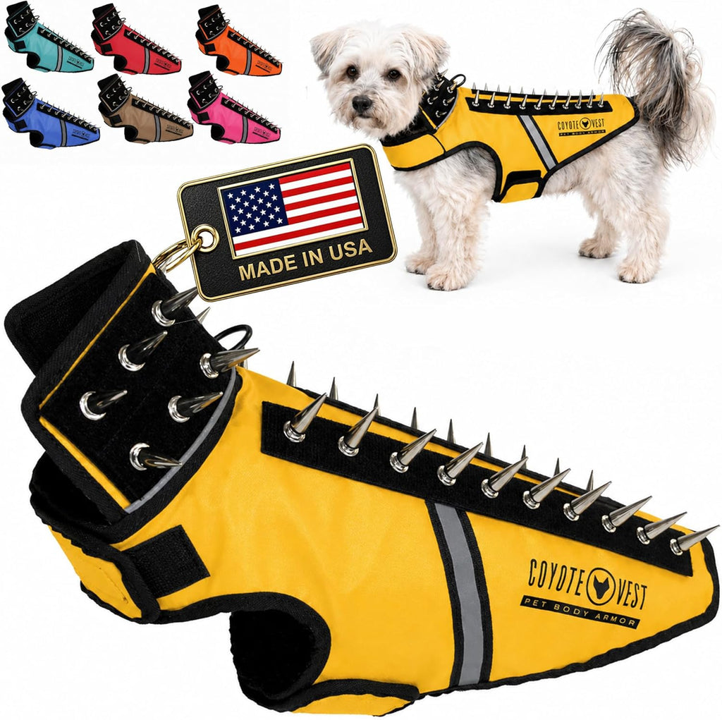 CoyoteVest SpikeVest Dog Harness | Stab-Resistant Protective Vest | Coyote Vest for Dogs | Defends Against Coyotes, Dogs, Birds of Prey | Reflective Safety, Made in USA (S-Neon Pink) - Image 12