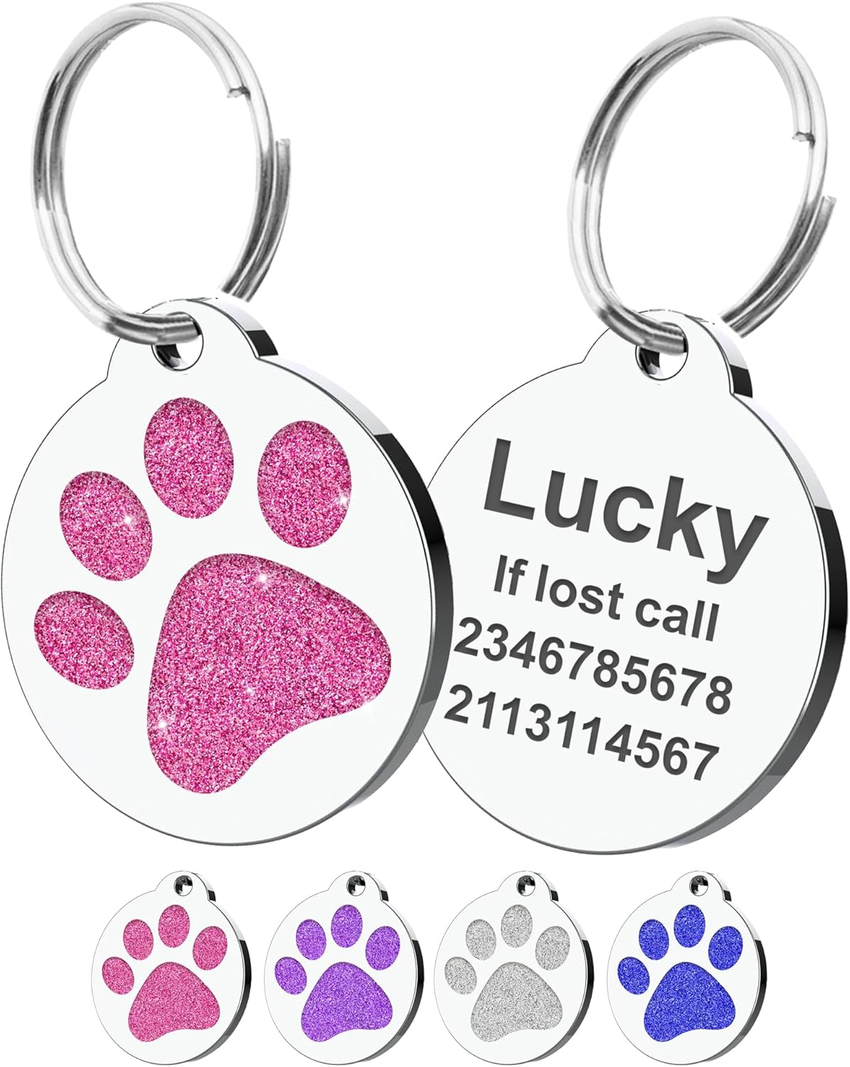 Dog Tags Personalized for Pets Dog Name Tags Personalized Dog Tag Engraved with Any Name & Text Custom Dog ID Tags Glitter Bone ID Tag for Puppy Cat (Pink S, Bone) - Image 13