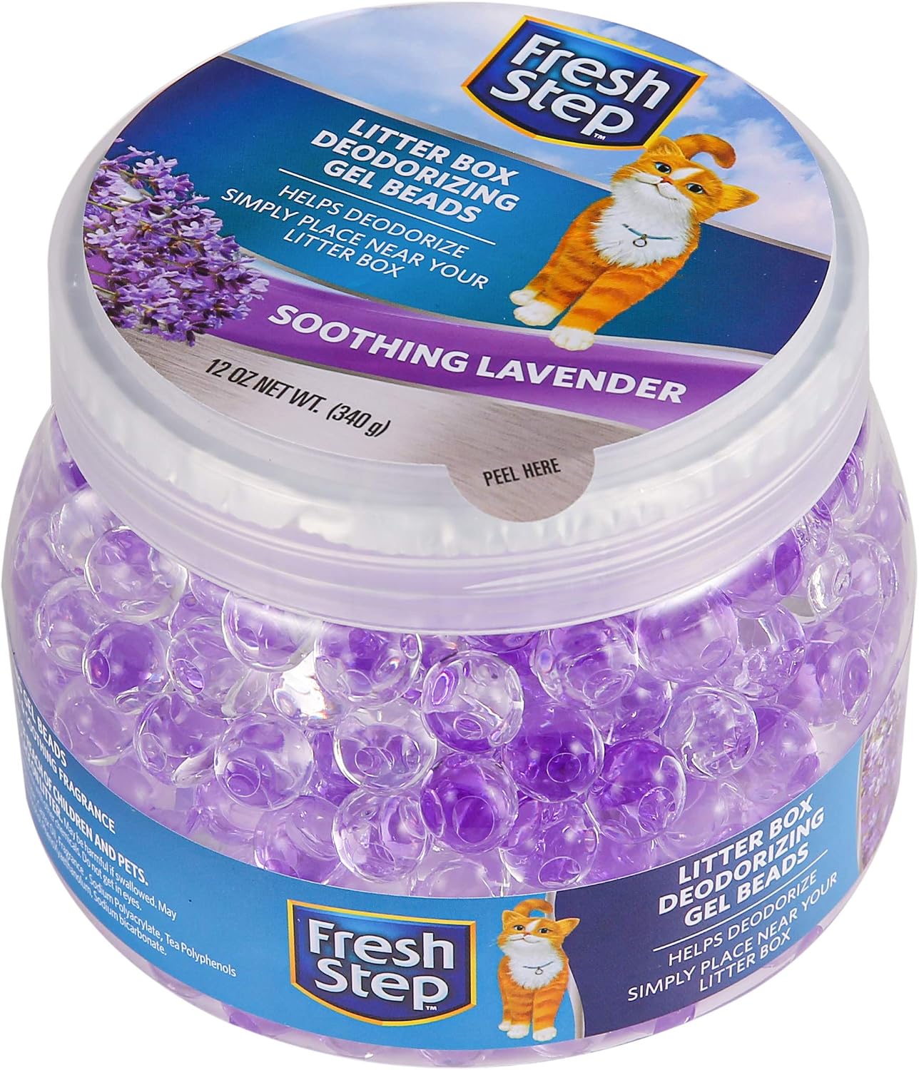 Fresh Step Litter Box Deodorizing Gel Beads, Soothing Lavender Scent, Neutralizes Pet Odors Around the Litter Box, Vented Lid for Continuous Fragrance Release, 12 Oz - Image 7