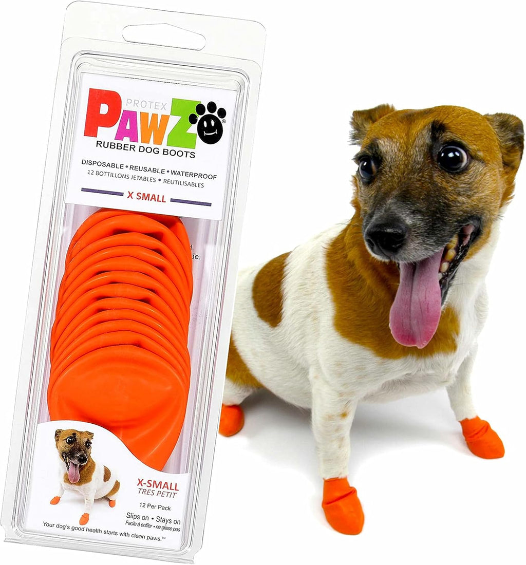 PawZ Rubber Dog Boots for Medium Paws - All-Weather Waterproof Dog Shoes, Anti-Slip Traction for Rain, Snow, Mud & Hot Pavement - Pull-On Dog Booties, Blue - Medium (2.5" - 3") - Pack of 12 - Image 9