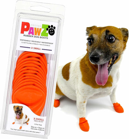 PawZ Rubber Dog Boots for Medium Paws - All-Weather Waterproof Dog Shoes, Anti-Slip Traction for Rain, Snow, Mud & Hot Pavement - Pull-On Dog Booties, Blue - Medium (2.5" - 3") - Pack of 12 - Image 9