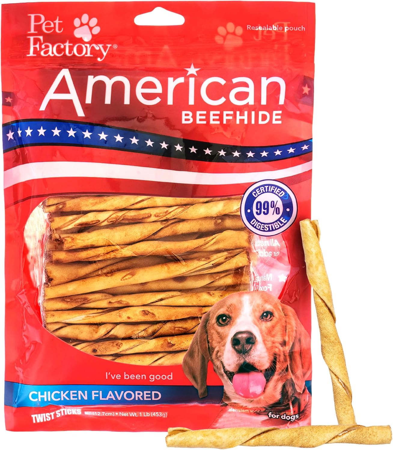 Pet Factory American Beefhide 5" Chip Rolls Dog Chew Treats - Chicken Flavor, 8 Count/1 Pack - Image 10