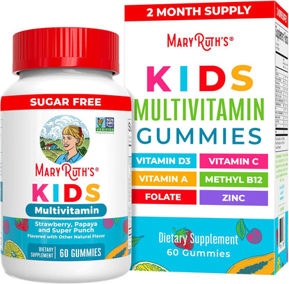MaryRuth Organics Kids Multivitamin Gummies front view bottle with 60 gummies.