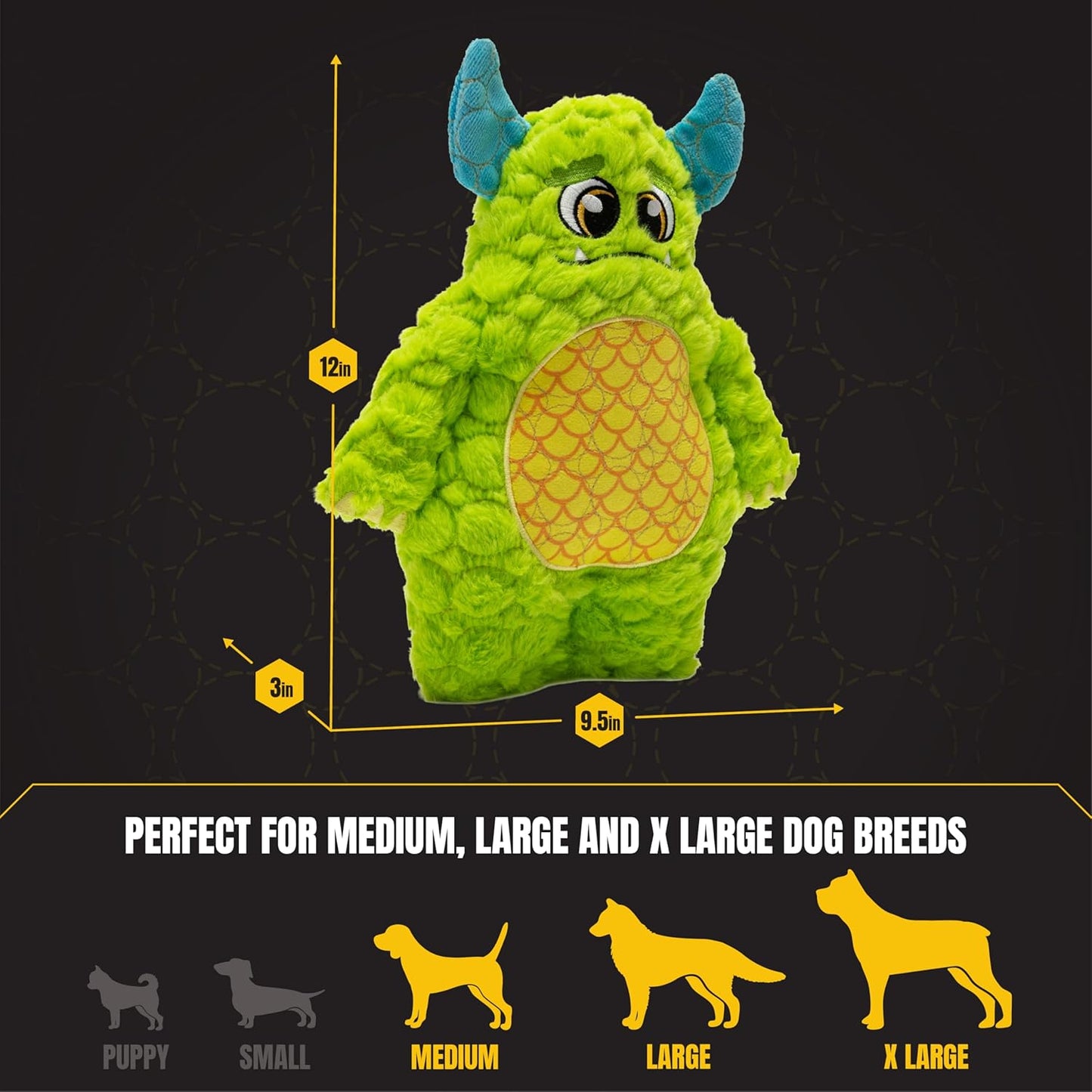 Top view of strong plush toy with Kevlar construction